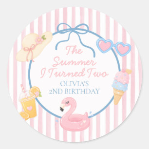 Sticker Rond L'été où j'ai eu deux ans Plage 2e anniversaire