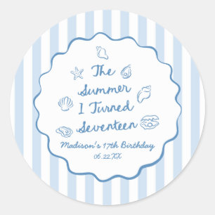 Sticker Rond L'été où j'ai eu dix-sept ans Fête d'anniversaire