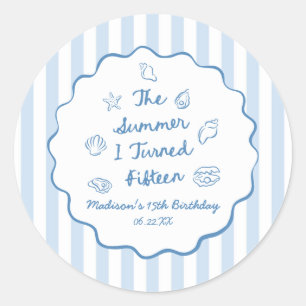Sticker Rond L'été où j'ai eu quinze ans Fête d'anniversaire 15