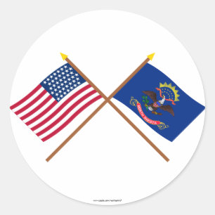 Sticker Rond L'étoile croisée et le Dakota du Nord des USA 43