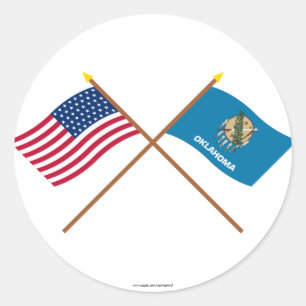 Sticker Rond L'étoile croisée et l'Oklahoma des USA 46 énonc