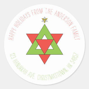 Sticker Rond L'étoile de David Arbre de Noël