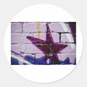 Sticker Rond L'étoile graffiti Abstraite sur le mur texturé