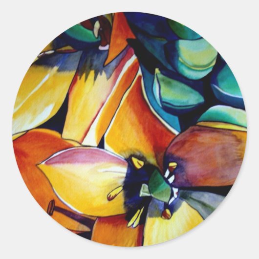 Sticker Rond L'étoile jaune de Bethléem l'aquarelle de fleurs (Devant)