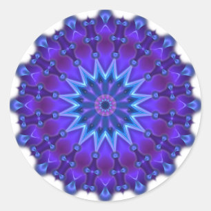 Sticker Rond L'étoile Mandala en bleu