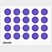 Sticker Rond L'étoile Mandala en bleu | violet (Feuille)