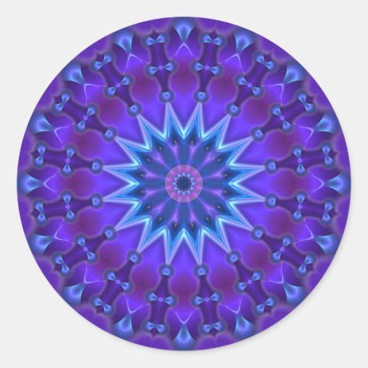 Sticker Rond L'étoile Mandala en bleu | violet (Devant)