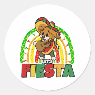 Sticker Rond Lets Fiesta Chien