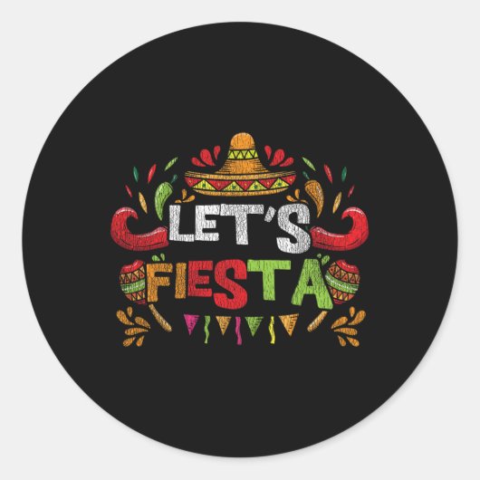 Sticker Rond Lets Fiesta Cinco De Mayo (Devant)