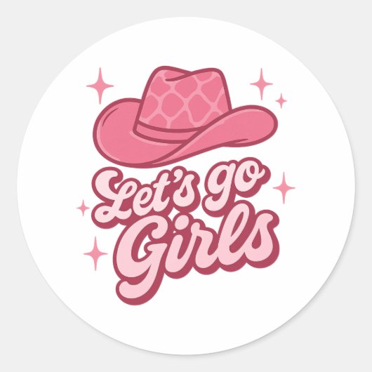 Sticker Rond Lets Go Girls Pink Cowgirl Hat (Devant)