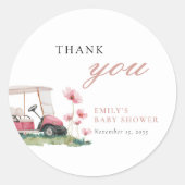 Sticker Rond Let's Par-tee Golf Baby Shower (Devant)