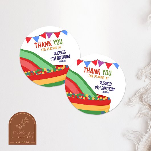 Sticker Rond Let's Play Indoor Playground Birthday