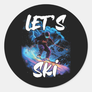 Sticker Rond Lets Ski alpin Gear Ski d'hiver Ski d'hiver G