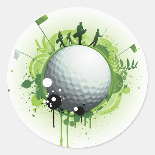 Sticker Rond Let's Tee Off For Golf (Devant)