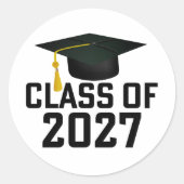 Sticker Rond Letterman Class of 2027 Graduation (Devant)