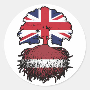 Sticker Rond Lettonie Lettonie Royaume-Uni Royaume-Uni Royaume-
