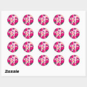 Sticker Rond Lettre A Aquarelle rose Monogramme circulaire Flor (Feuille)
