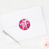 Sticker Rond Lettre A Aquarelle rose Monogramme circulaire Flor (Enveloppe)