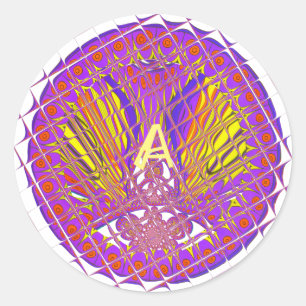 Sticker Rond Lettre A, logo coloré design du texte