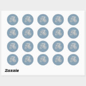 Sticker Rond Lettre A Monogramme Aspect Brodé Blanc Toute Coule (Feuille)