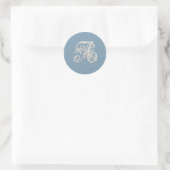 Sticker Rond Lettre A Monogramme Aspect Brodé Blanc Toute Coule (Sac)