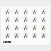 Sticker Rond Lettre A Monogramme Papillon Floral Initial (Feuille)