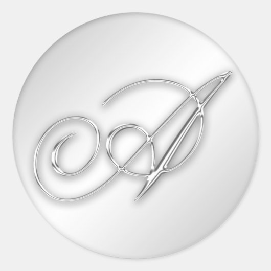 Sticker Rond Lettre A script initial faux argent monogramme fav (Devant)
