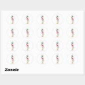 Sticker Rond Lettre aquarelle I avec des roses (Feuille)