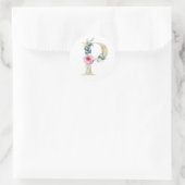 Sticker Rond Lettre aquarelle P avec des roses (Sac)