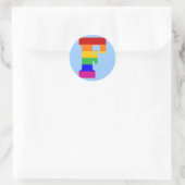 Sticker Rond LETTRE arc-en-ciel F (Sac)
