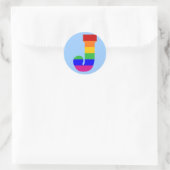 Sticker Rond LETTRE arc-en-ciel J (Sac)