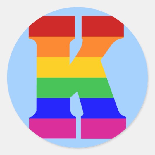 Sticker Rond LETTRE arc-en-ciel K (Devant)