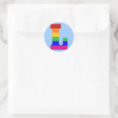 Sticker Rond LETTRE arc-en-ciel L (Sac)