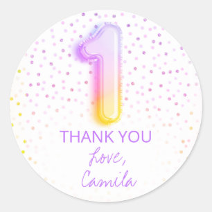 Sticker Rond Lettre arc-en-ciel numéro un 1er anniversaire