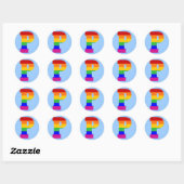 Sticker Rond LETTRE arc-en-ciel P (Feuille)