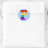 Sticker Rond LETTRE arc-en-ciel P (Sac)