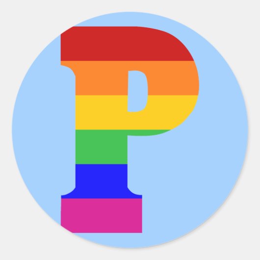Sticker Rond LETTRE arc-en-ciel P (Devant)