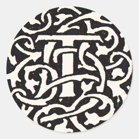 Sticker Rond Lettre Art Nouveau T Monogramme Vintage (Devant)