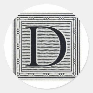 STICKER ROND LETTRE ARTISTIQUE "D" BOISERIE DE BOIS INITIALE