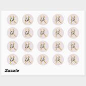 Sticker Rond Lettre autocollante rose d'or de printemps R (Feuille)