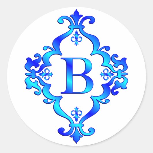 Sticker Rond Lettre B bleu (Devant)