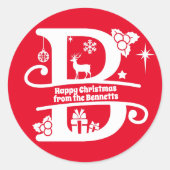 Sticker Rond Lettre B Monogramme Nom de famille initial Salutat (Devant)