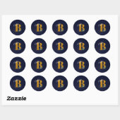STICKER ROND LETTRE B MONOME D'OR (Feuille)