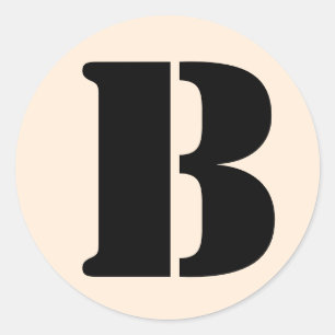 Sticker Rond Lettre B Stencil Alphabet par Janz Antique White