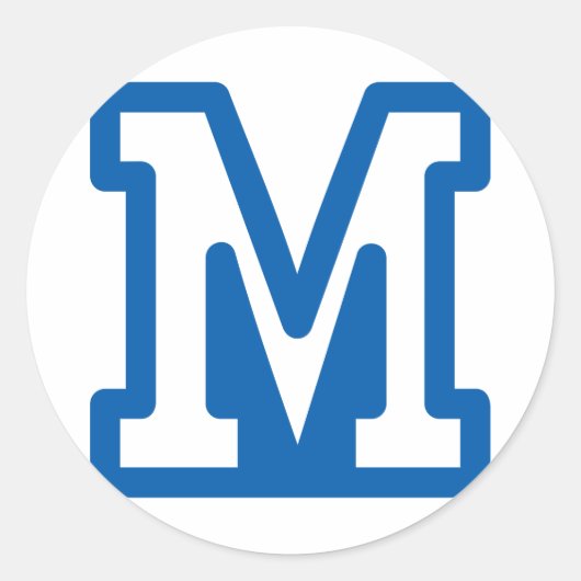 STICKER ROND LETTRE BLEUE VARIABLE M MONO (Devant)