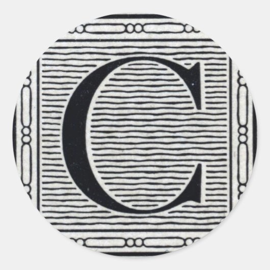 Sticker Rond Lettre bloc "C" Bois coupé en bois (Devant)