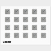 Sticker Rond Lettre bloc "F" Woodblock Inital (Feuille)