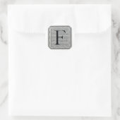 Sticker Rond Lettre bloc "F" Woodblock Inital (Sac)