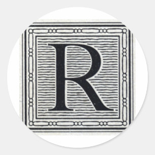 Sticker Rond Lettre bloc "R" Bois coupé en bois