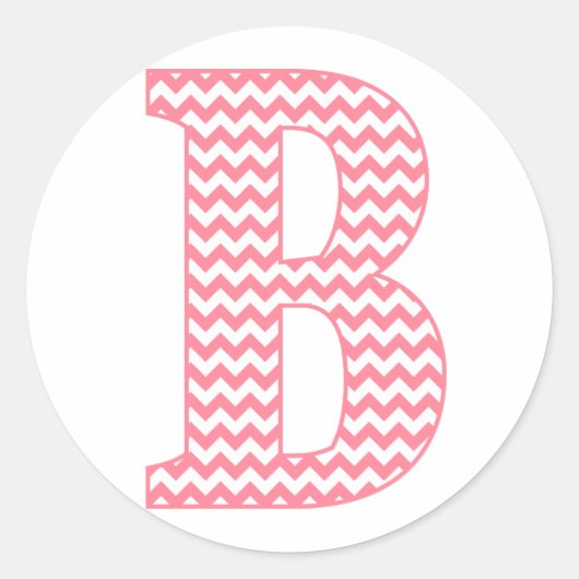 Sticker Rond LETTRE BONNE CHIVE Pink PREPY B MONogramme (Devant)